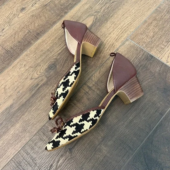 Pilcro and the Letterpress Houndstooth Heeled D'Orsay Pumps - Size 6M - Picture 1 of 7